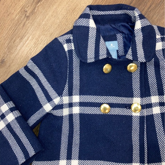Gap Plaid Pea Coat Jacket Wool Warm Winter 3T - Picture 3 of 9